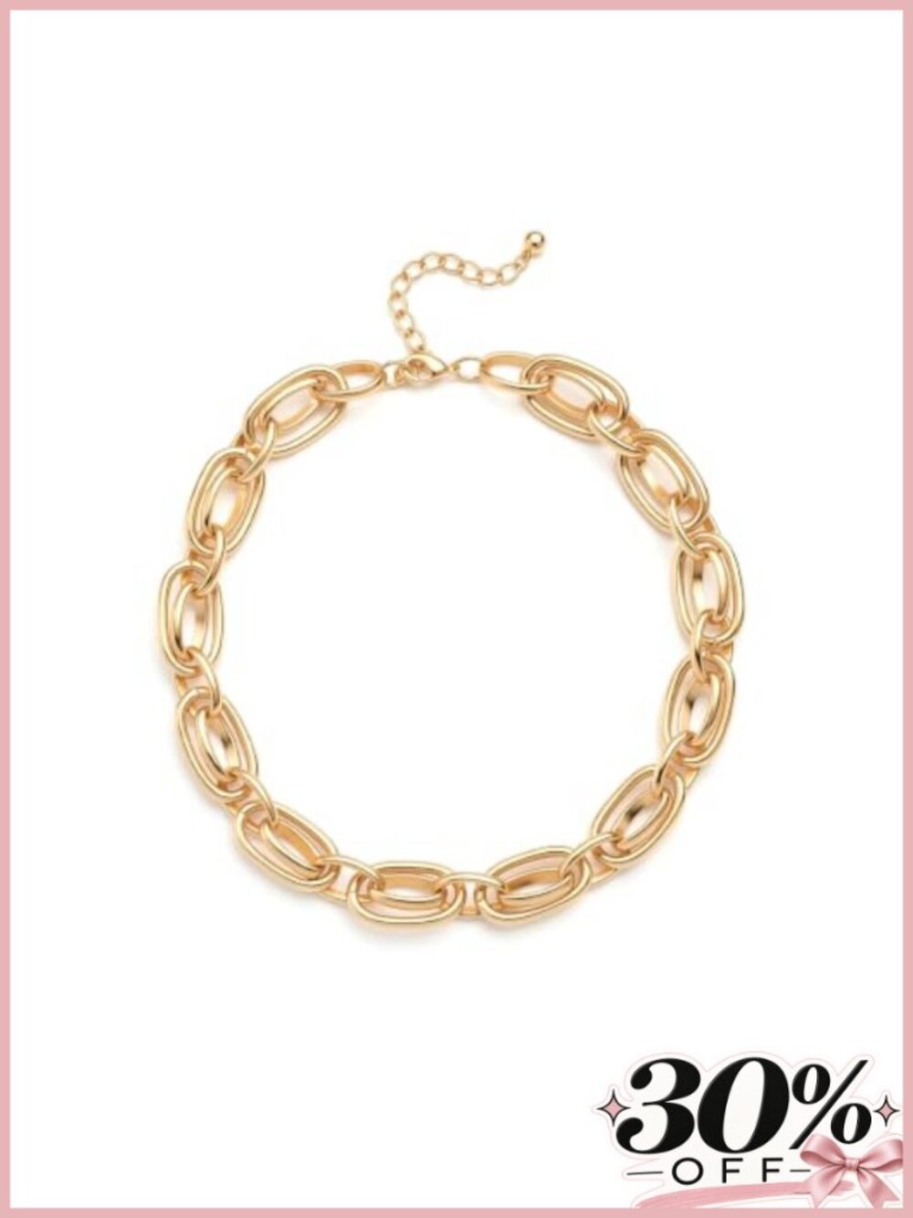 Chunky Gold Statement Choker Necklace with Adjustable Extender